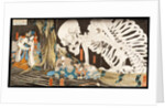 The Witch Takiyashi calling up a monstrous skeleton-spectre to frighten Mitsukuni by Utagawa Kuniyoshi