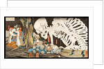 The Witch Takiyashi calling up a monstrous skeleton-spectre to frighten Mitsukuni by Utagawa Kuniyoshi