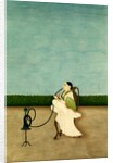 An Indian lady squatting on a European style chair by Unknown