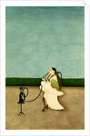 An Indian lady squatting on a European style chair by Unknown