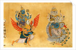Brahma and Sarasvati on the cosmic goose and Vishnu and Lakshmi on Garvola by Unknown