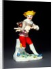 Harlequin with a hurdy-gurdy and a pug dog by Johann Joachim Kändler