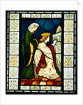 Stained glass panel depicting a scene from King Rene's honeymoon by Edward Coley Burne Jones