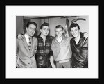 Eddie Cochran (2nd left) with John Barry, Adam Faith and Gene Vincent by Harry Hammond