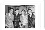 Eddie Cochran (2nd left) with John Barry, Adam Faith and Gene Vincent by Harry Hammond