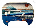 View of Miho-no-ura in Suruga Province, Uchiwa-e-size Nishiki-e by Utagawa Hiroshige