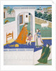 Krishna peering over a wall at Radha and children by Unknown