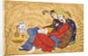 Lovers embracing and drinking wine by Afzal al-husaini