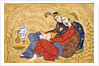 Lovers embracing and drinking wine by Afzal al-husaini