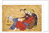 Lovers embracing and drinking wine by Afzal al-husaini