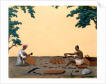 Carpenters making crates for the opium balls by Shiva Lal