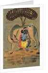 Krishna milking a cow by Unknown