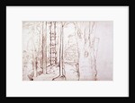 Sketch of a woodland or forest scene by Samuel Palmer