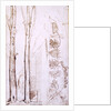 Sketches of trees and a hilly landscape by Samuel Palmer