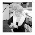 Marion Ryan, 1950s British pop singer, seated by a piano by Harry Hammond