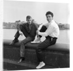 Cliff Richard with unknown man by the Thames at Chelsea by Harry Hammond