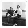 Cliff Richard with unknown man by the Thames at Chelsea by Harry Hammond