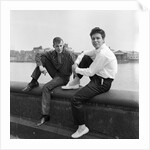 Cliff Richard with unknown man by the Thames at Chelsea by Harry Hammond