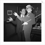 Anthony Newley with cardboard cut-out of himself by Harry Hammond
