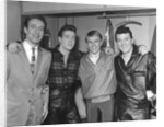 Eddie Cochran (2nd left) with John Barry, Adam Faith and Gene Vincent by Harry Hammond
