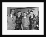 Eddie Cochran (2nd left) with John Barry, Adam Faith and Gene Vincent by Harry Hammond