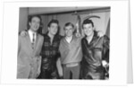 Eddie Cochran (2nd left) with John Barry, Adam Faith and Gene Vincent by Harry Hammond
