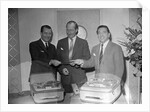 Mantovani with George Elrick and unknown man by Harry Hammond