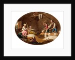 Mill workers in a scutch mill by William Hincks