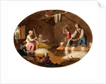 Mill workers in a scutch mill by William Hincks
