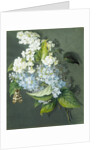 White and blue lilac with moth by Christel Eli
