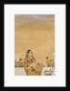 Hindu Lady seated on flower edged terrace by Unknown