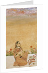 Hindu Lady seated on flower edged terrace by Unknown