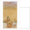 Hindu Lady seated on flower edged terrace by Unknown