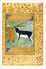 An Indian black buck being led by its keeper by Anonymous
