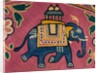 Elephant embroidered on a textile sample by Unknown