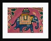Elephant embroidered on a textile sample by Unknown