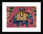 Elephant embroidered on a textile sample by Unknown