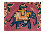 Elephant embroidered on a textile sample by Unknown