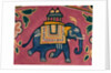 Elephant embroidered on a textile sample by Unknown