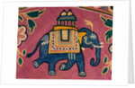 Elephant embroidered on a textile sample by Unknown