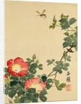 Wasp, Red Flower and Foliage by Seiho
