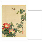 Wasp, Red Flower and Foliage by Seiho