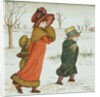 Girl and boys in the snow by Kate Greenaway