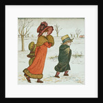 Girl and boys in the snow by Kate Greenaway