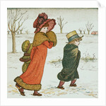 Girl and boys in the snow by Kate Greenaway