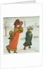 Girl and boys in the snow by Kate Greenaway