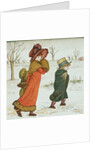 Girl and boys in the snow by Kate Greenaway