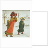 Girl and boys in the snow by Kate Greenaway