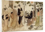 An arranged introduction at a Shrine by Torii Kiyonaga