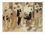 An arranged introduction at a Shrine by Torii Kiyonaga